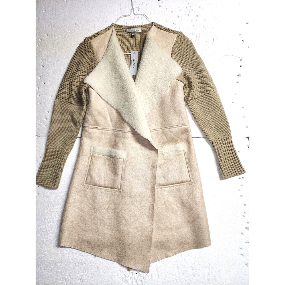 WD NY Jacket Women Medium Brown Knitted Casual Winter Fashion Long Sleeve